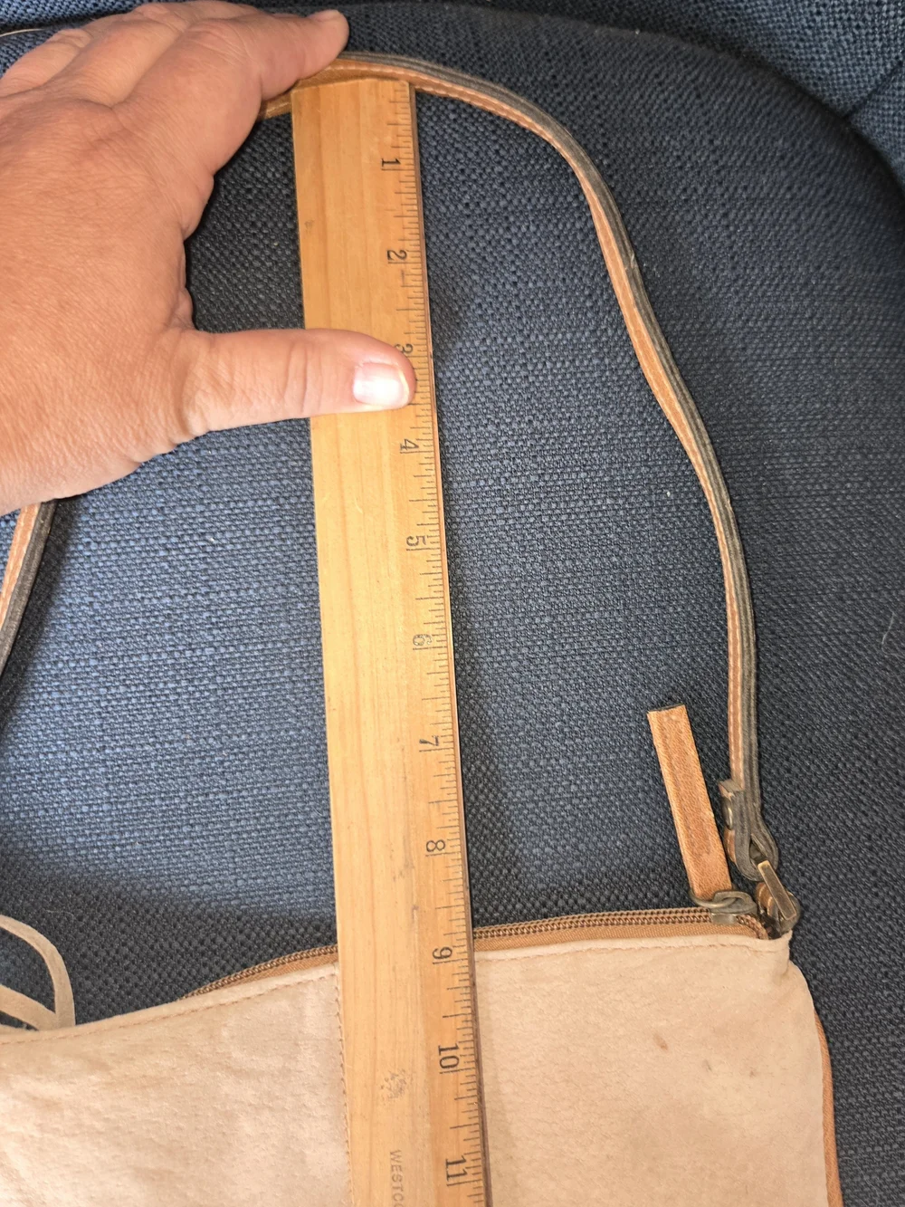 Vintage Fashion Express Tan Fringe Crossbody Bag with Turquoise Stud Accents